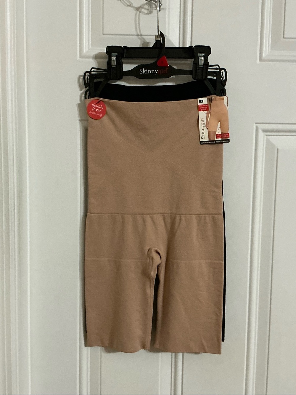 Skinnygirl 2PK. High-Waist Shaping Thigh Slimmers in Beige & Black